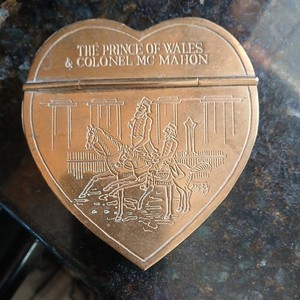 Vintage Prince Of Wales Heart Shaped Snuff Box