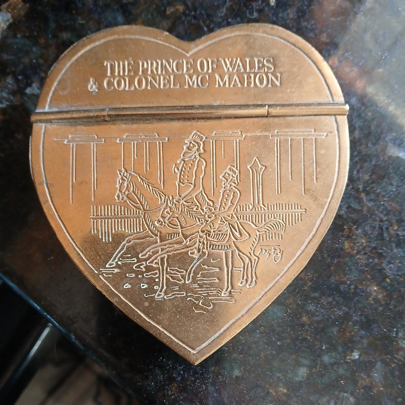 Vintage Prince Of Wales Heart Shaped Snuff Box
