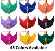 Belly Dance Chiffon Flamenco Skirts 1 Slit Ruffle Asym Gypsy Jupe Tiered 12 Yard