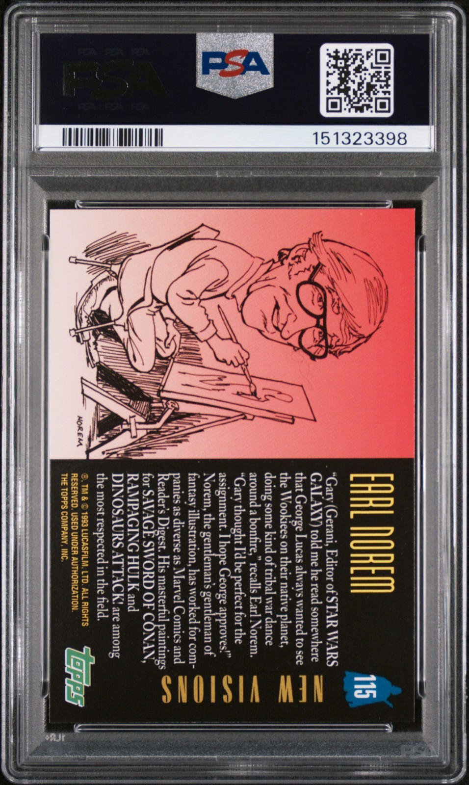 1993 Topps Star Wars Galaxy #115 Earl Norem Chewbacca Wookie PSA 9 view 2
