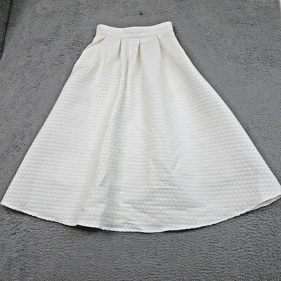 Chicwish Skirt Womens Small White Pleated Textured A-Line Midi High Waist Lined