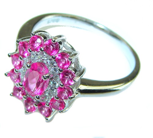 Pink Sapphire Sterling Silver Ring size: 8.25 5.8ct Oval Handcrafted 925 - Picture 2 of 4