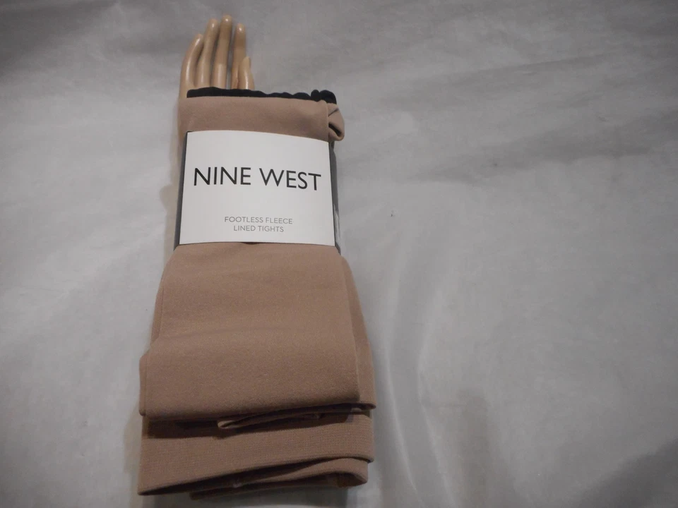 Medias Nine WEST para mujer sin pies forradas de vellón 2 pares beige/negro talla S/M y L/XL Foto 2 de 4