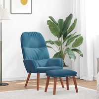 Vidaxl Relaxsessel Mit Hocker Blau Samt Neu