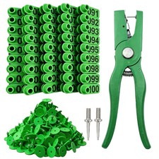 Cattle Ear Tags with Plier, Numbered 001-100 Plastic Livestock Animal Tag for...