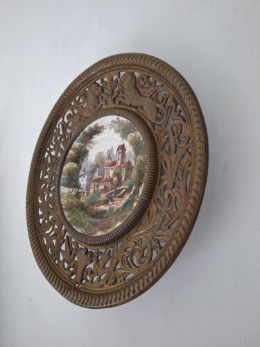 Plate Wall Plate Brass Decorative Wall Porcelain Flat Brass Fr - Photo 4 sur 20