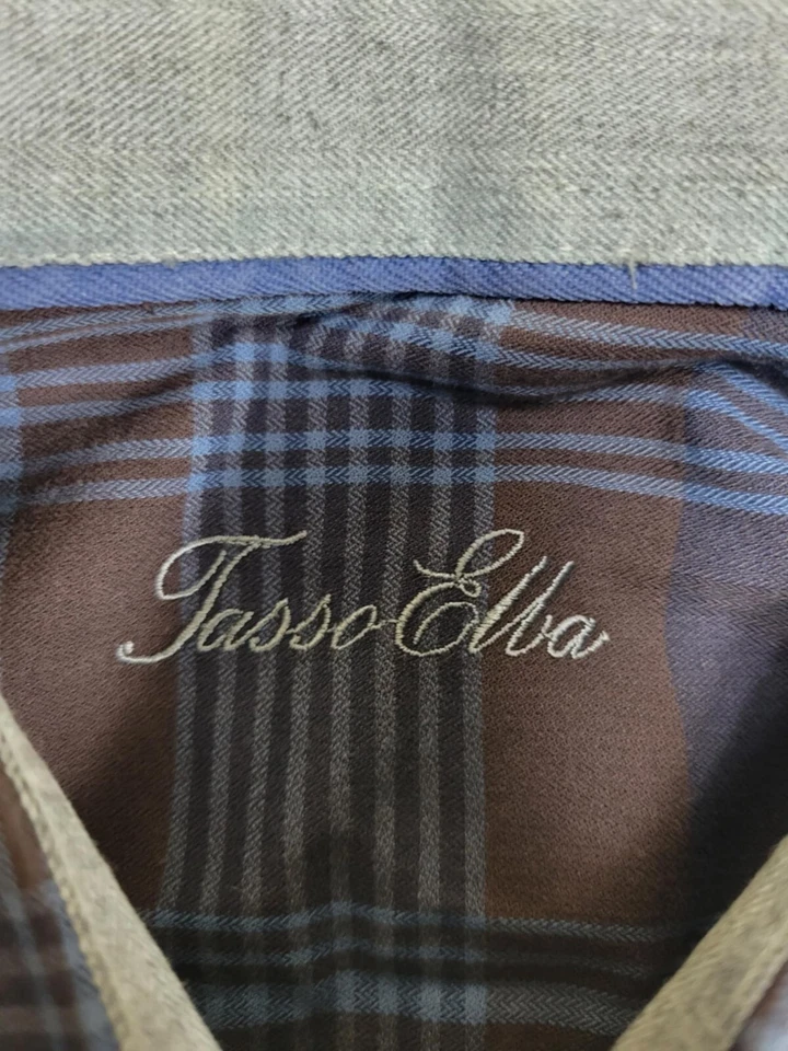 Camisa de vestir a cuadros de ajuste regular con puño francés grande 16-16,5 Tasso Elba para hombre Foto 2 de 4