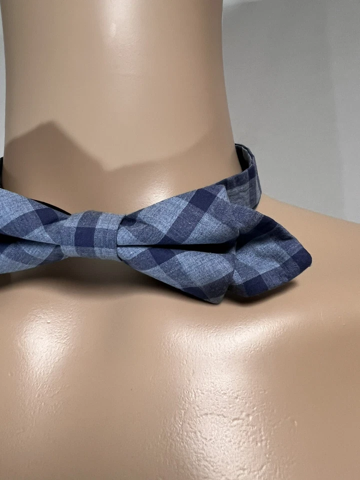 Tommy Hilfiger Plaid Pre-Tied, Men’s Bow Tie. Blue. The Diamond Point Style. - Изображение 3 из 4