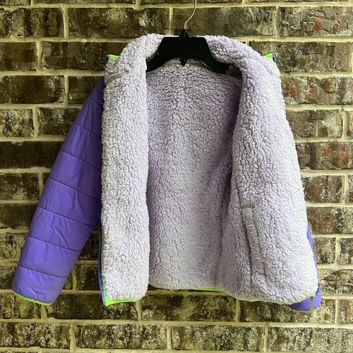 Girls Jacket Puffer Full Zip Sherpa Lined Purple Size 6-6X - Picture 3 of 3