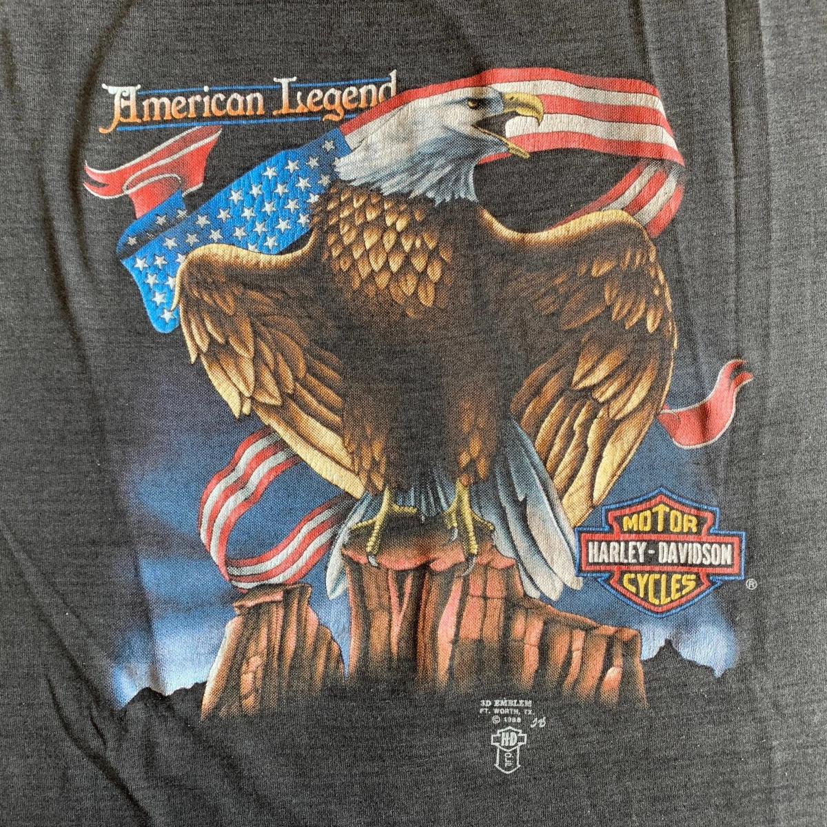 80s VINTAGE HARLEY DAVIDSON 3D EMBLEM T-SHIRT MEN SZ M - L PAPER THIN DISTRESSED