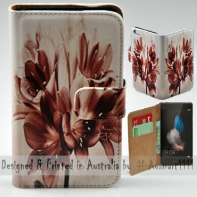 For Huawei Series - Vintage Flower Theme Print Wallet Mobile Phone Case Cover