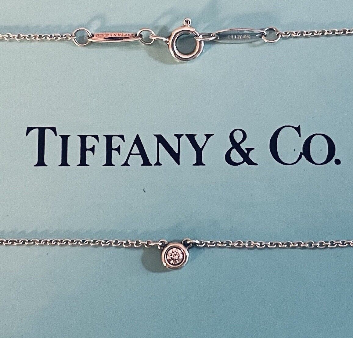 TIFFANY & CO DIAMONDS BY THE YARD PERETTI 925 SILVER .10cw 4.2mm 16” POUCH BOX