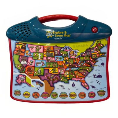 VTech USA Explore & Learn Map TESTED & WORKING! Interactive Touch Sound Toy