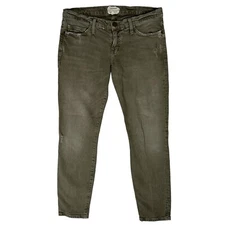Current/Elliot The Crop Skinny Jeans Size 28 Low Rise Distressed Olive Green