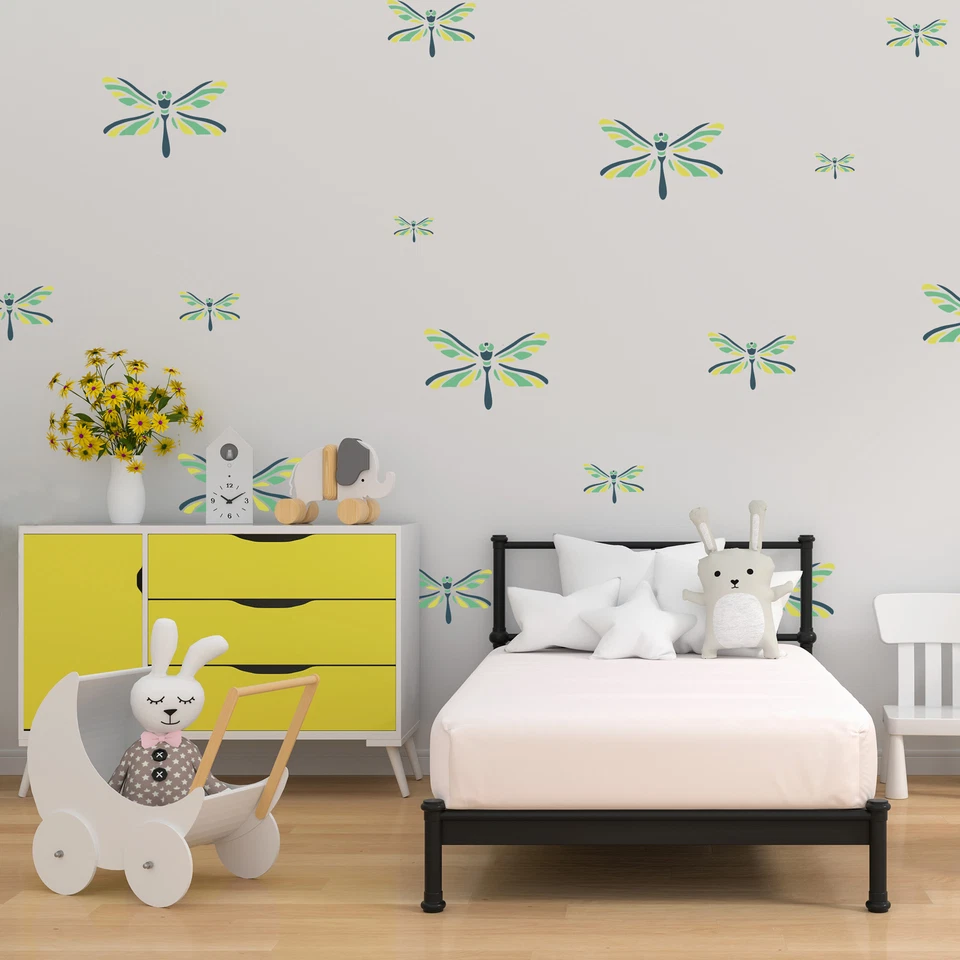 5x stencil riutilizzabili in PLASTICA/ da 34x34 cm a 9x9 cm / bambini/ LIBELLULA - Immagine 3 di 3