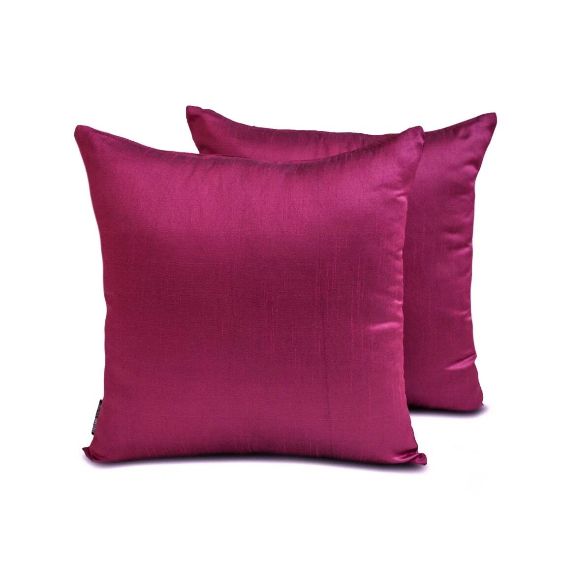 Magenta Art Silk Plain Set of 2, 16"x16" Throw Pillow Cover - Magenta Luxury