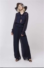 Topshop Navy Blue Ruffle Plunge Jumpsuit 8
