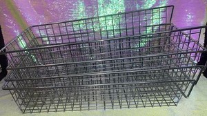 Lot Of 4 Large  Industrial Metal Wire Baskets Trays Storage Bins 24”x10.5”x5”