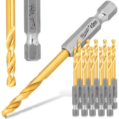 10x Metallbohrer Stahlboherer 4 mm HEX Milwaukee Spiralbohrer Edelstahlbohrer