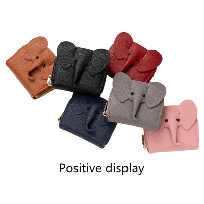 Leather Credit Card Wallet Elephant Pattern Change Small Bag Bank Card C*j*