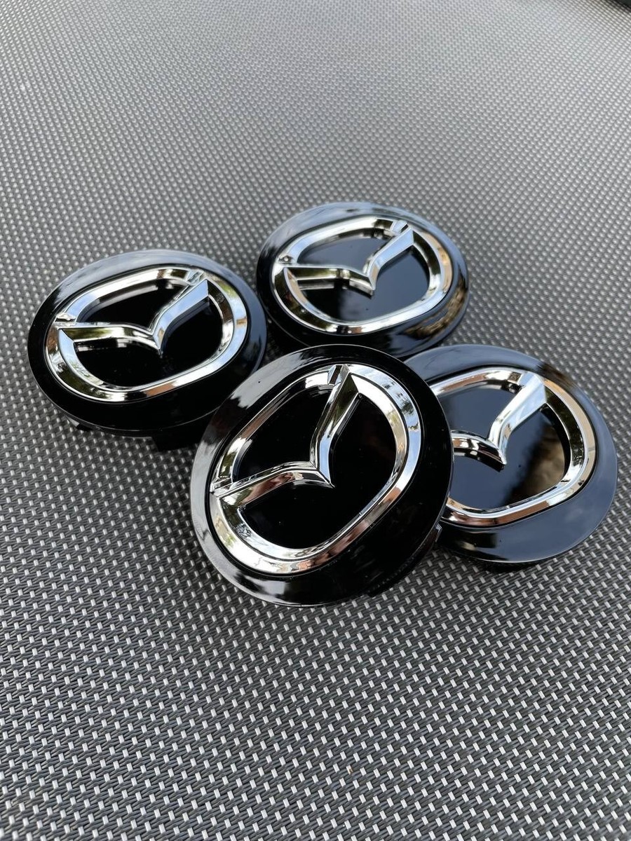 MAZDA 4X BLACK 56mm/2.20in Wheel Center Caps Mazda 3/5/6, Miata