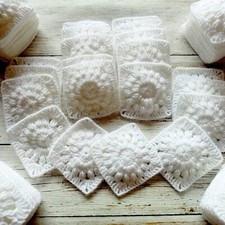Crochet Granny Squares Handcrafted Handmade White Lot of 20 size 3.5 inch