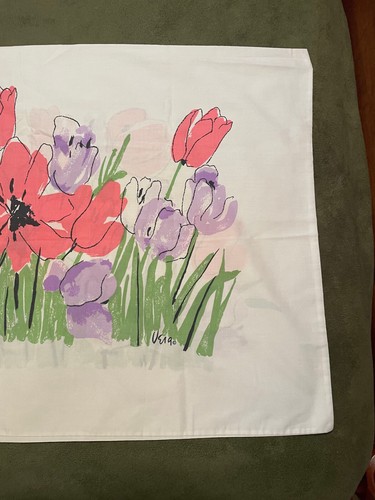 Vintage Vera Neumann Burlington Pillowcase 42x38 Poppy Pink Purple No -Iron Perc - Picture 5 of 8