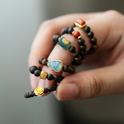 Buddha Bead Ring Jade Pendant Tibetan Buddhist Style Unisex FengShui Gift Party