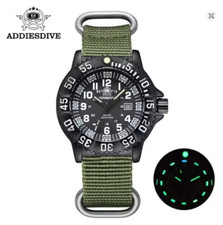 🔝 ADDIESDIVE MY50 NERO VERDE NATO MILITARE MIYOTA JAPAN 50M LUMINOSO OROLOGIO ⌚