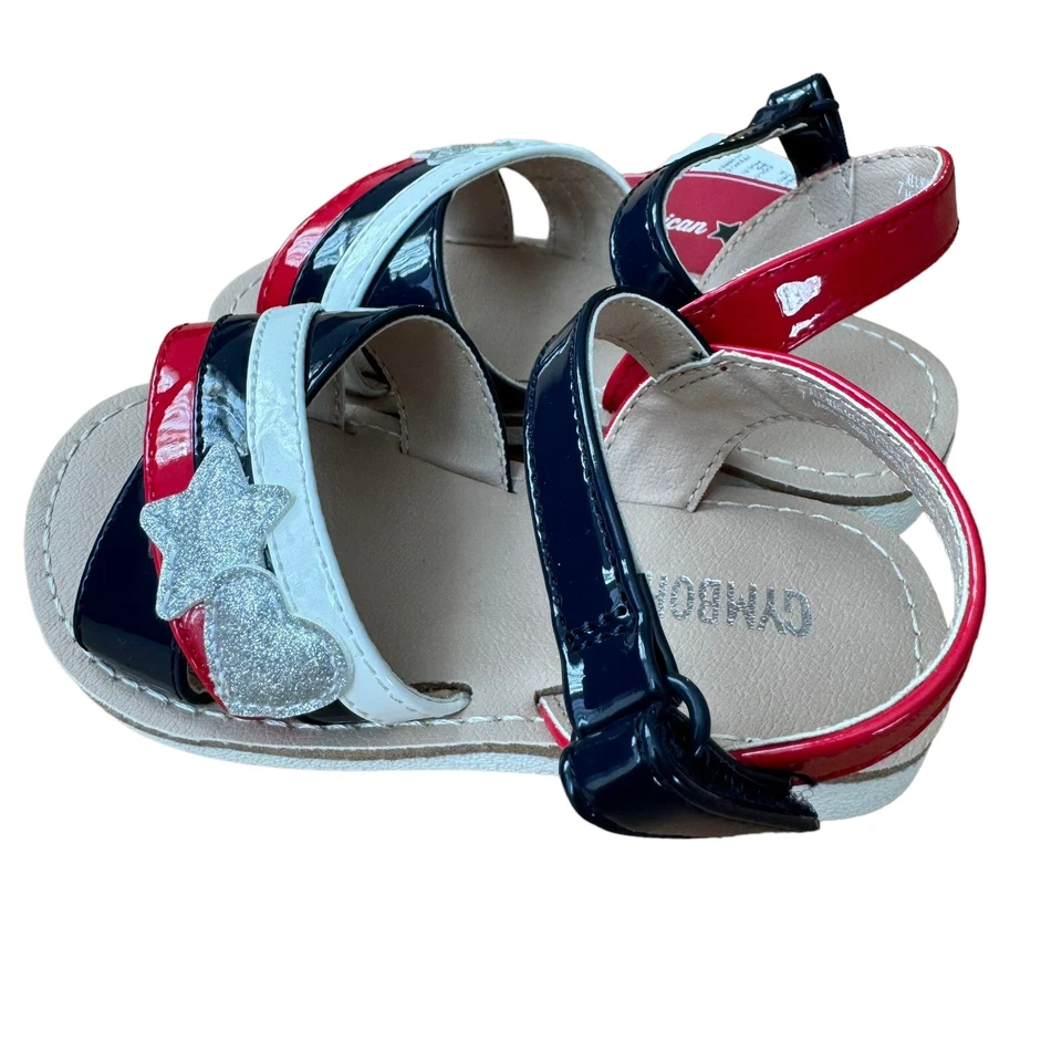 Sandalias Gymboree American Cutie para niños pequeños talla 7 azul rojo blanco NUEVAS Foto 2 de 4