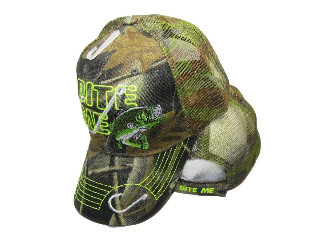 Bite Me Bait Fishing Lure Bass Camouflage Camo Mesh Embroidered