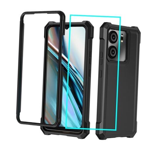 for BLU Case with Screen Protector,Blu Phone Case Front Silicone View 5 Black