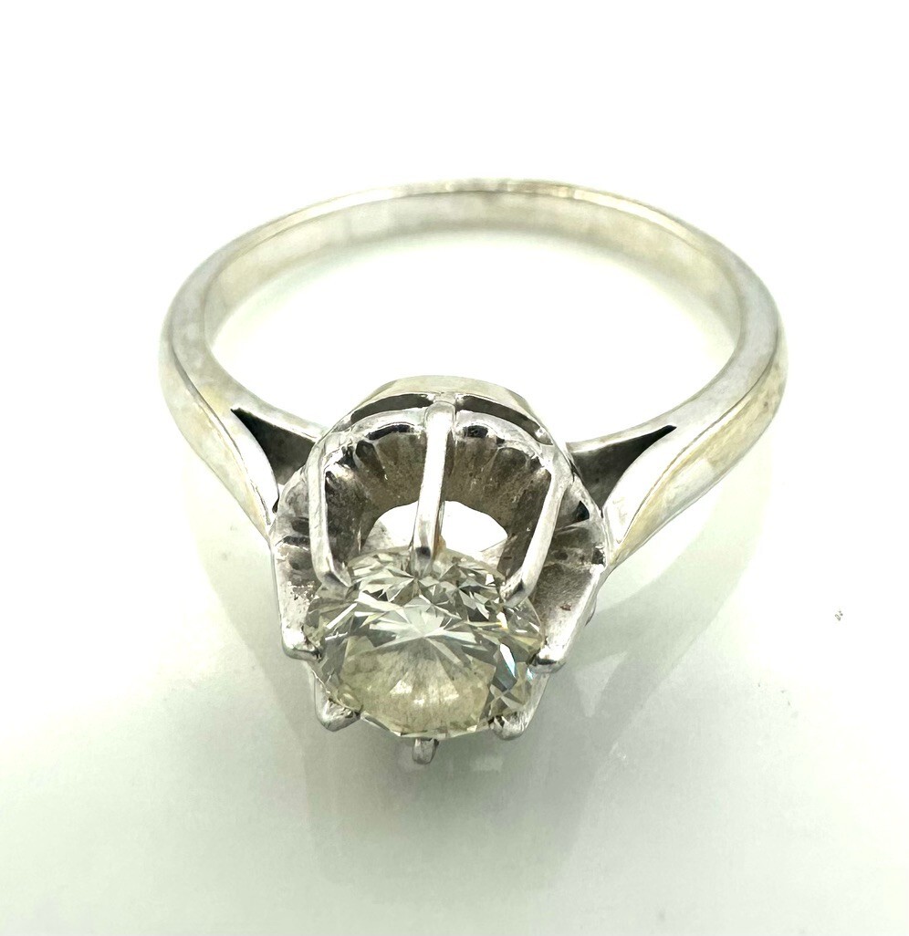 Bague Or 18 Carats Solitaire Diamant 0,10 Ct - Taille 48 - Occasion
