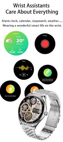 Luxury Bluetooth Smartwatch Sports Wristwatch Call Message Reminder for Phones - 第 10/17 張圖片