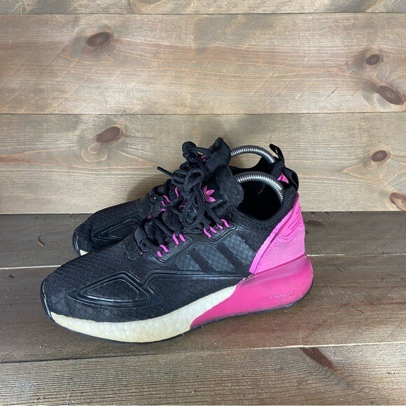 adidas training shoes Black／pink Adidas ZX 2K Boost Wordmark Heel Stripe - Black Pink 2020