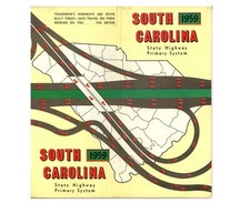 Vintage 1959 South Carolina Official Road Map   State Highway Department