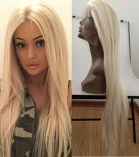 Lace Front Wigs Long Straight Bleach Blonde Heat Resistant Hair