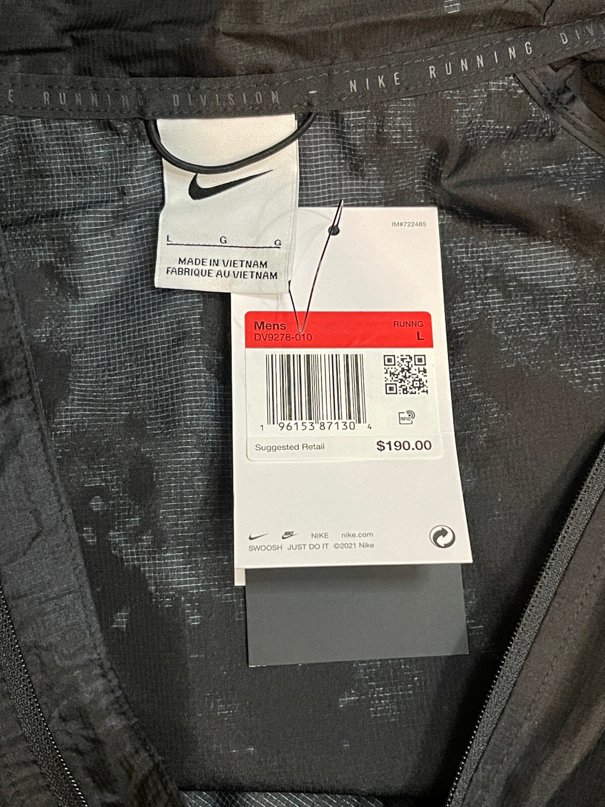 Nike Mens LARGE Repel Run Division Running Full Zip Packable Jacket DV9278-010 image 4