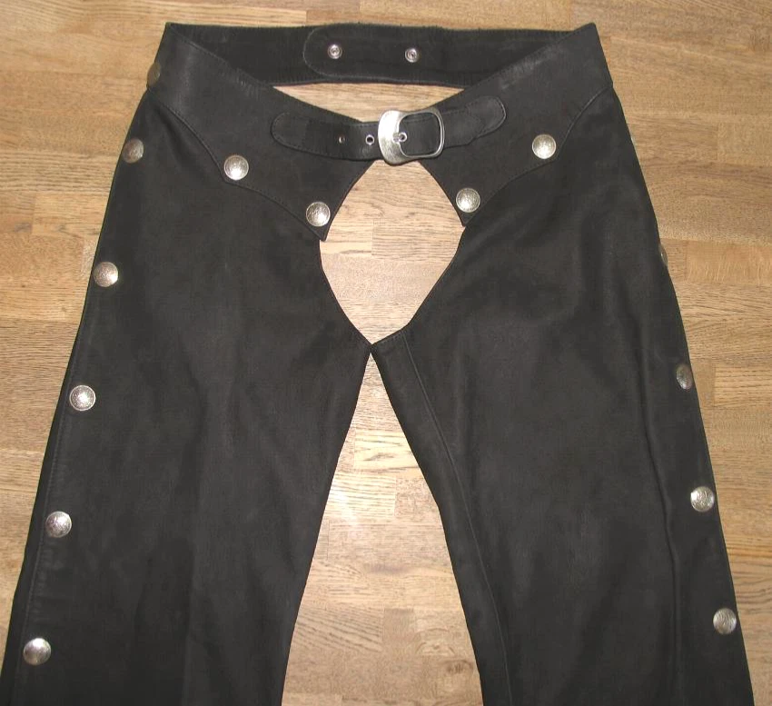 PYRATE STYLE CHAPS LEDERCHAPS Herren- LEDERJEANS / Lederhose in schwarz Gr. 52 - Bild 3 von 4