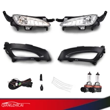 Fit For 2011-2013 Kia Optima Front Bumper Fog Lights Lamp+Bezels+Wiring Harness