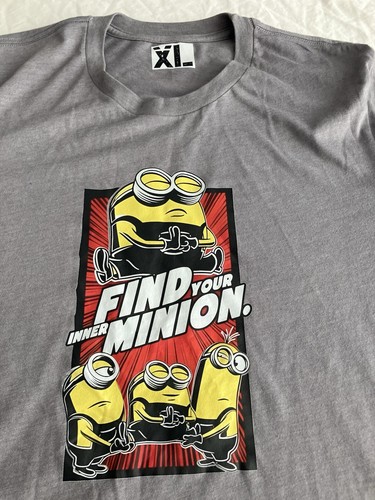 “Find You iNNer Minion.” Relaxation Meditation Silly Gray Men’s Tee Size XL - Picture 2 of 5