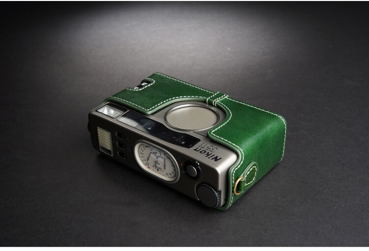 Nikon 35ti ストラップ ケース付き Real Leather Camera Half Case Protective Pouch + Hand Strap for
