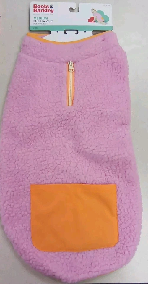 Chaleco Sherpa 2 Boots & Barkley Pets con Bolsillo Talla Mediana Rosa Foto 3 de 4
