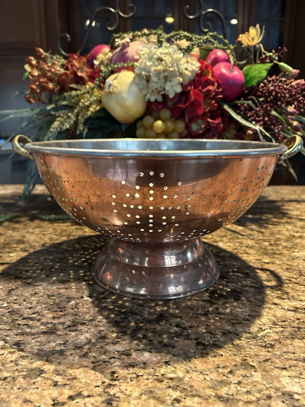 Vintage Large Footed Copper Colander Brass Handles 12"
Opens in a new window or tab