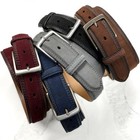 Suede Genuine Leather Casual Jean Belt 1-3/8" Wide Stitched Edge Nickle Buckle