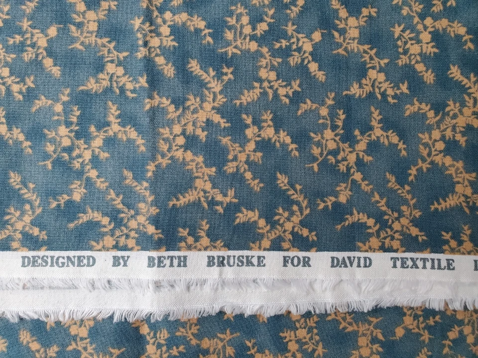 1 Yard Quilting Fabric Blue Floral Vine Beth Bruske David Textile Quilting - Image 3 of 3