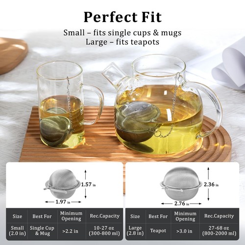 2 Pcs Stainless Steel Tea Ball Strainer Tea Infusers for Tea Steeper Loose Tea - 第 3/8 張圖片