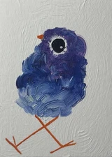 ACEO Original Painting, Bird Impressionism Oil Art, Emmer Plaxe, Animal Abstract