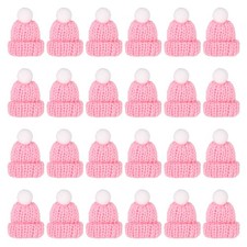 Mini Christmas Knit Hats, 24Pcs Miniature Doll Hat, Pink