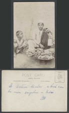 India Antigua Foto Real Postal Distribuidor Nativo, Vendedor de Alimentos Vendedor y Balanzas